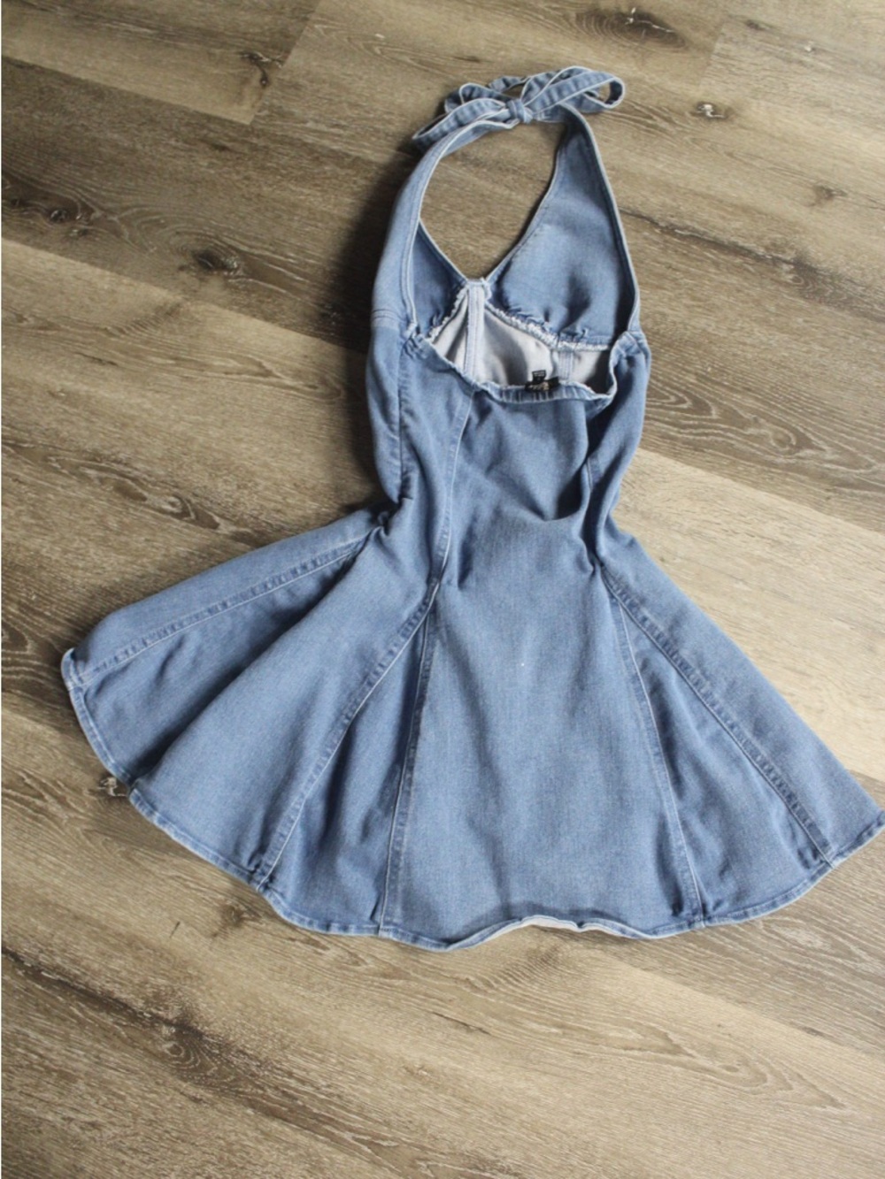 Blue Denim Halter Dress - Picture 3 of 6